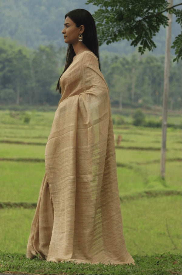 Handwoven Lustrous Golden Muga Saree