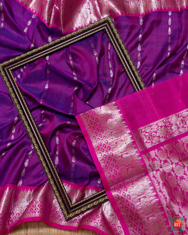 Brinji Purple Venkatgiri Silk Saree Kanaka