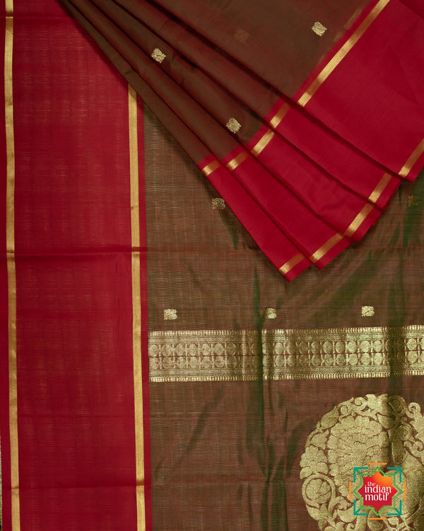 Kanchi Silk Cotton Manthulir Red Annapakshi Saree