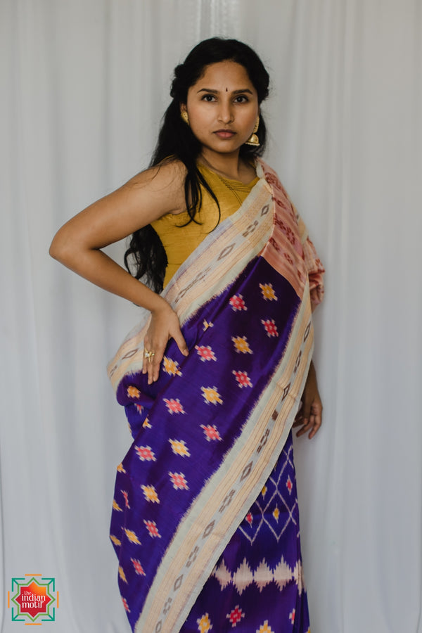 Purple Khandua Silk Saree Jamuna