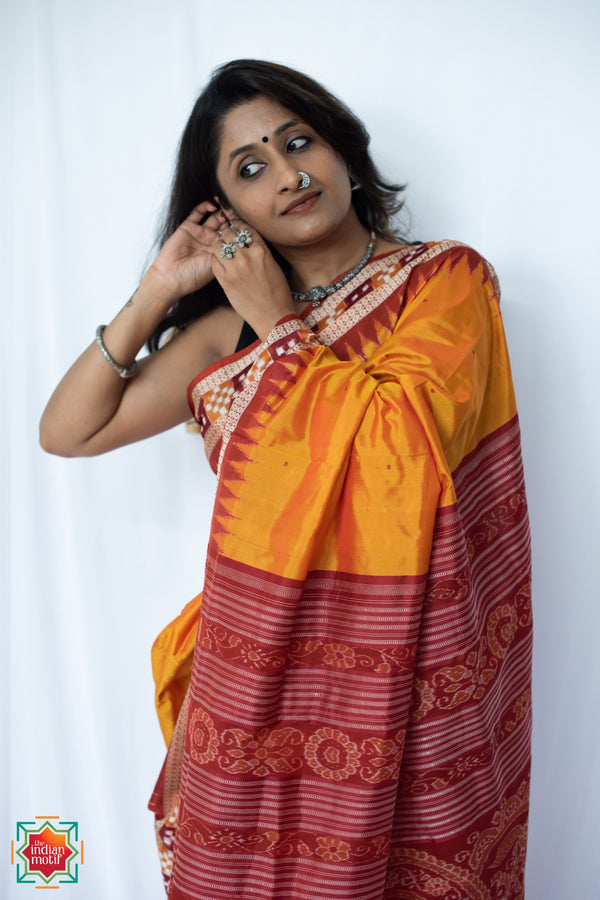 Orange Khandua Silk Saree Kamini
