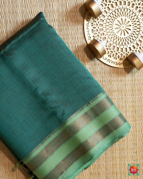 Handwoven Maheshwari Silk Cotton Saree Peacock Dance