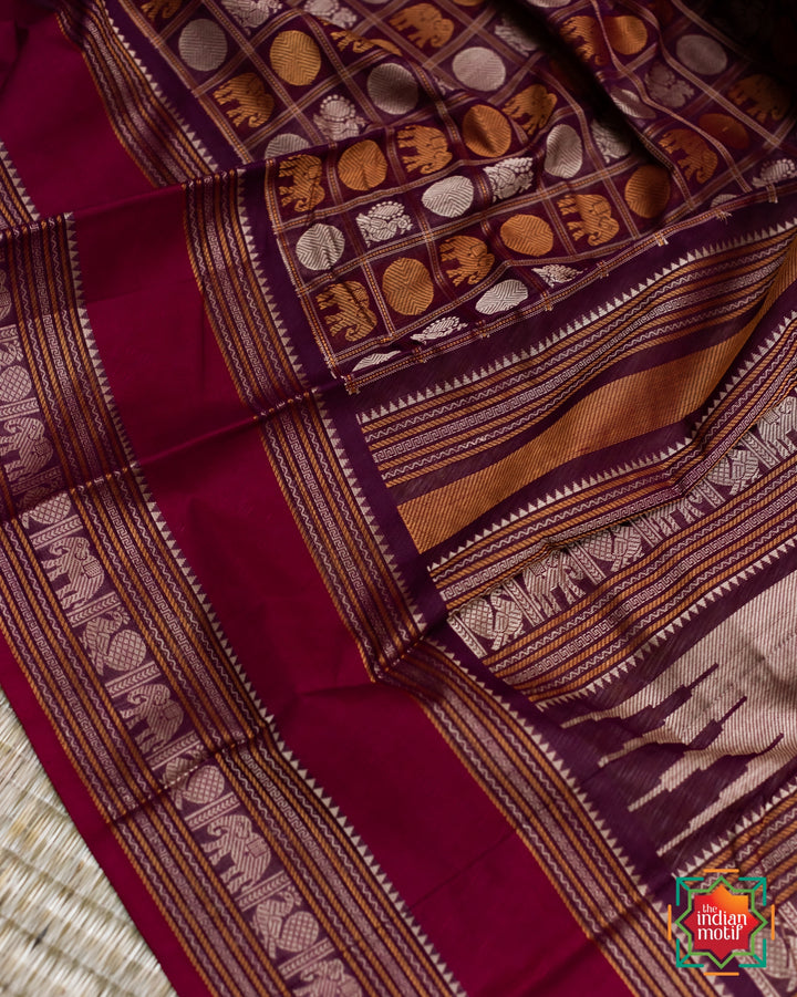aayiram butta cotton coffee charm saree