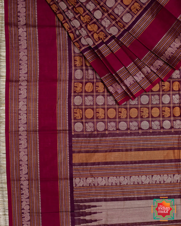 aayiram butta cotton coffee charm saree