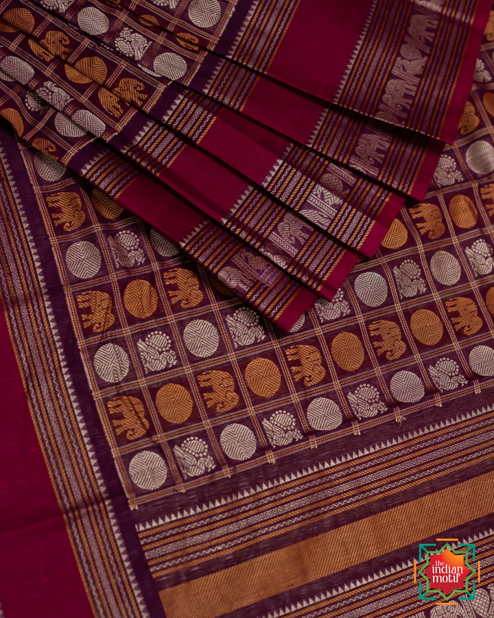 aayiram butta cotton coffee charm saree