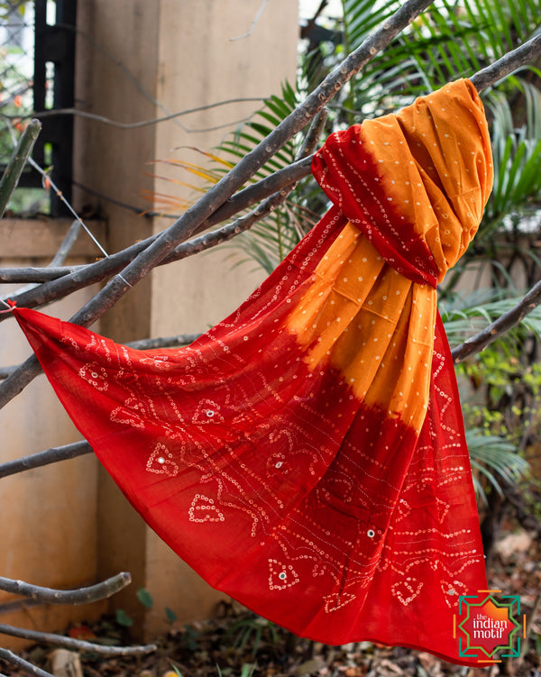 Bandhni Cotton Dupatta Chameli