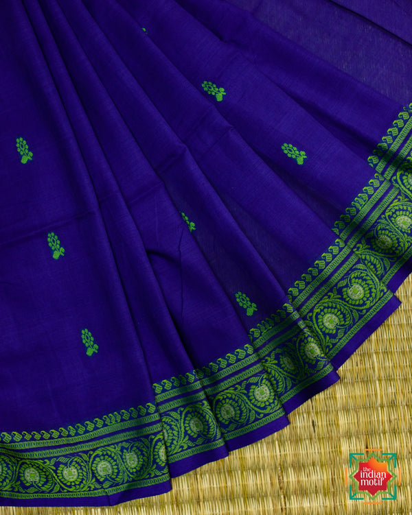 Khadi Tribal Baluchari Blue Magic Cotton Saree