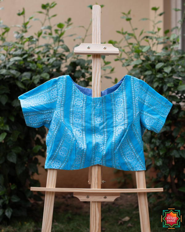 Konark Love Sky Blue Cotton Blouse