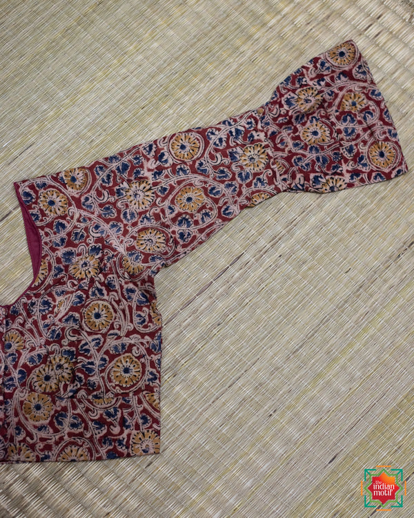 Maroon Magic Bell Kalamkari Blouse