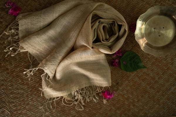 Handwoven Lustrous Golden Muga Stole