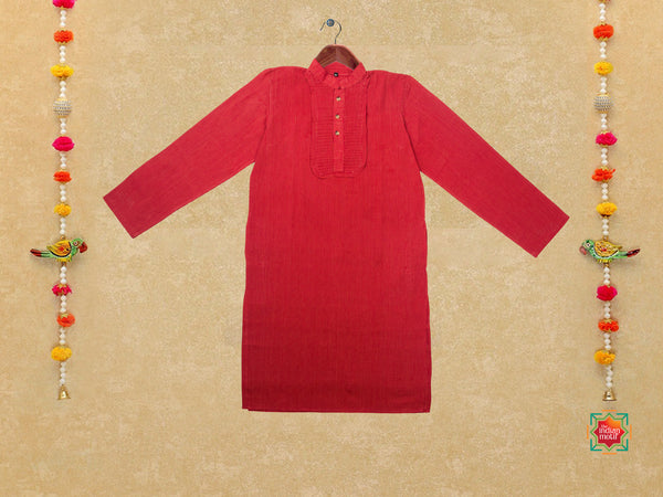 KR-Mangalgiri Cotton Brick Orange Boys Kurta