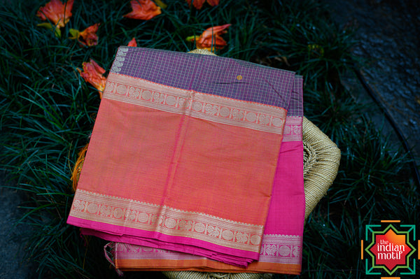 Kanchi Cotton Podikattam Manthulir Ganga Jamuna Border Saree