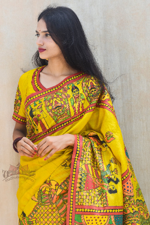Madhubani Paints Handpainted Madhubani 'DIVYANI' Tussar Silk Blouse