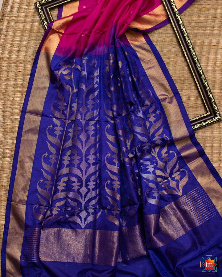 Pink Venkatgiri Silk Jamdhani Saree Madhurima-1- The Indian Motif