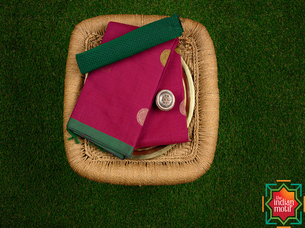 Kanchi Cotton Plum Borderless Saree