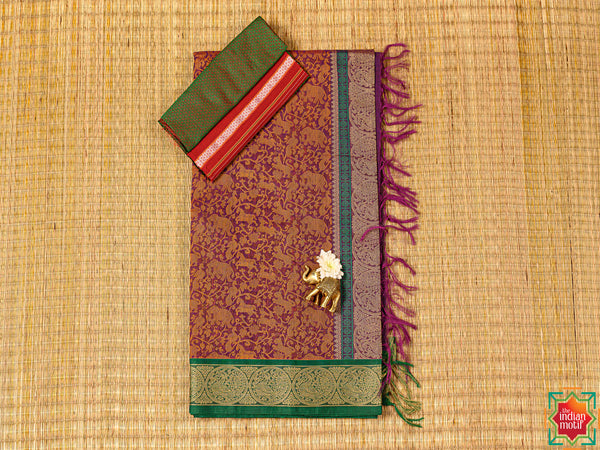 VA_Vanasingaram Cotton_ Dark Purple Saree