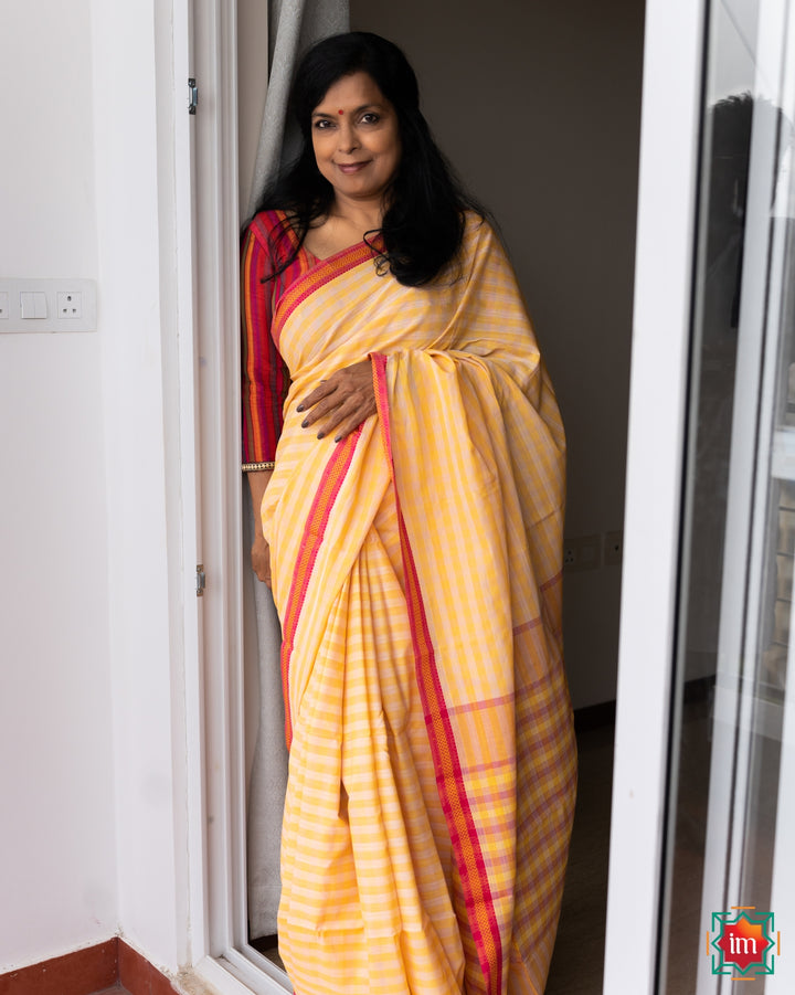 Handwoven Maheshwari Silk Cotton Saree Khushboo- The Indian Motif