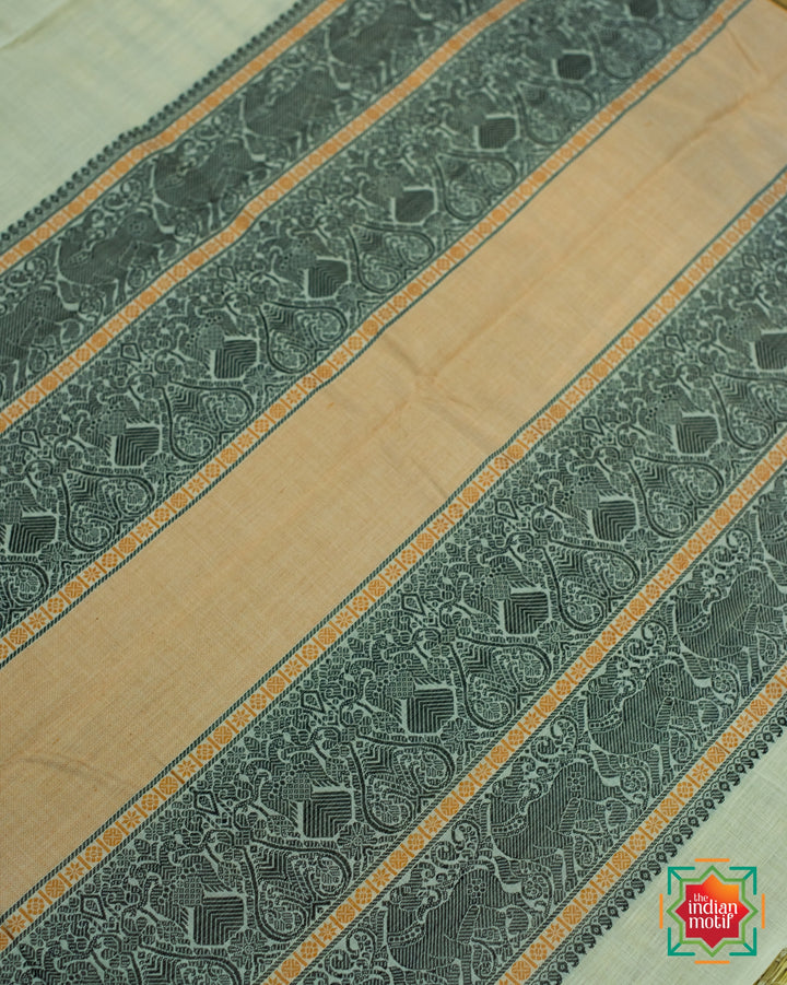 Kanchi-Cotton-Vennila-Kattam Saree-2-The-Indian-Motif