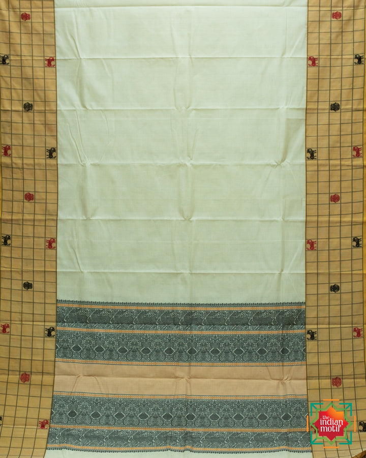 Kanchi-Cotton-Vennila-Kattam Saree-4-The-Indian-Motif