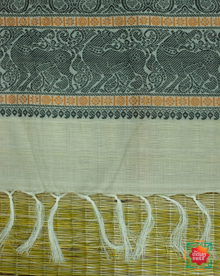 Kanchi-Cotton-Vennila-Kattam Saree-5-The-Indian-Motif